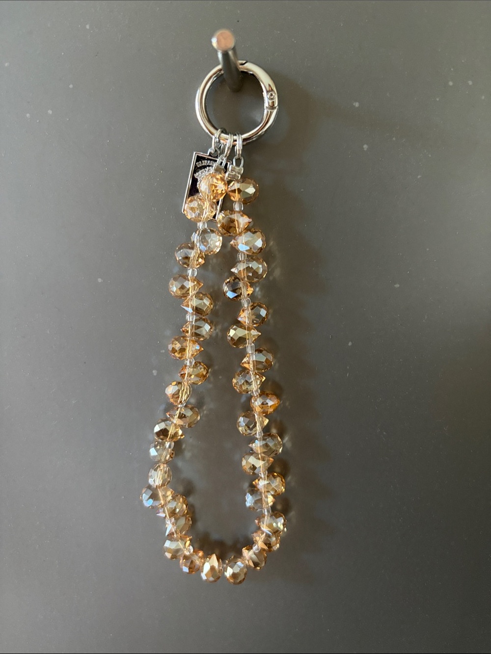 kate spade Amber Faceted Bead Loop Keychain with Silver Ring